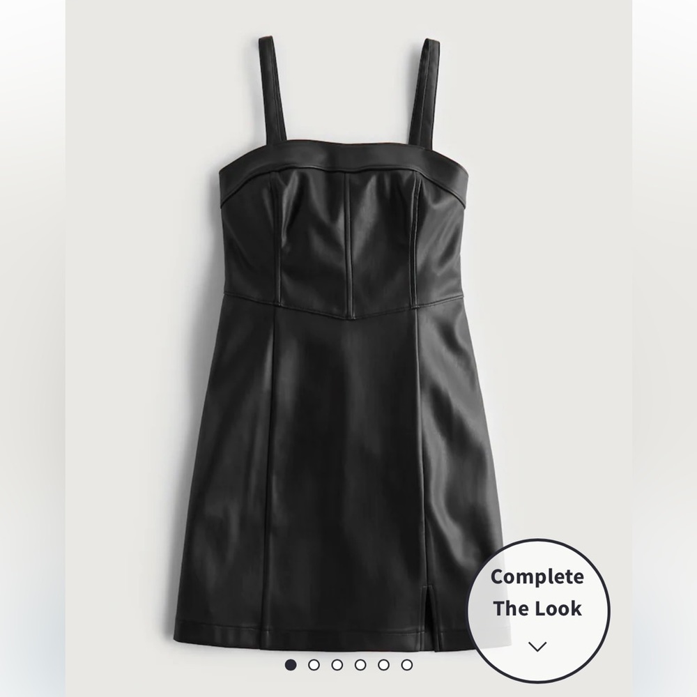 Hollister Black Vegan Faux Leather Corset Mini Dress Tank/Strapless, M - NWT